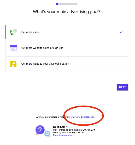 ADWORDS switch to expeert mod