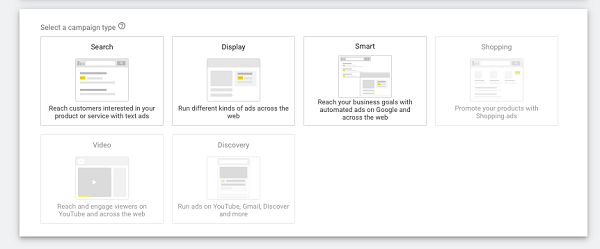 ADWORDS選擇廣告系列類型